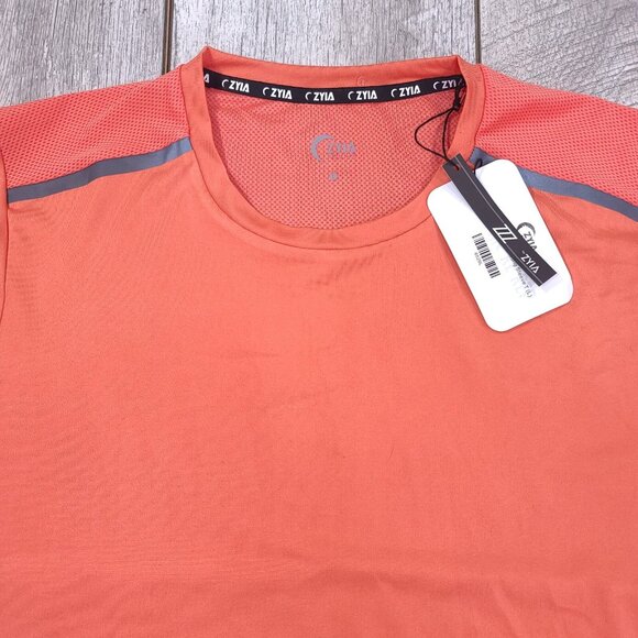Zyia Shirt Mens Large Coral Back Mesh Long Sleeve Running Performance Top - Picture 5 of 8
